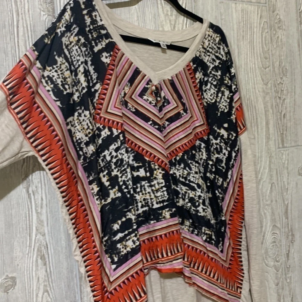 CAbi Silk Scarf Aztec Pattern Blouse 768 Medium - Picture 3 of 8